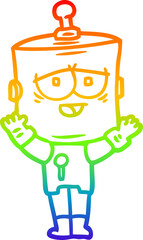 rainbow gradient line drawing cartoon robot