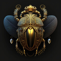 Ancient Egyptian scarab beetle. sketch art for artist creativity and inspiration. generative AI	
 - obrazy, fototapety, plakaty