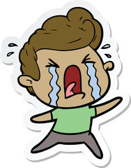 sticker of a cartoon crying man
