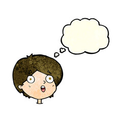 cartoon amazed expression with thought bubble