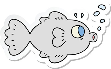 sticker of a quirky hand drawn cartoon fish
