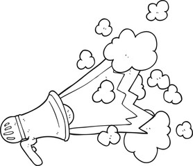 black and white cartoon loudhailer