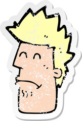 retro distressed sticker of a cartoon man feeling sick