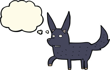 cartoon wild dog with thought bubble