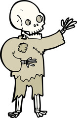 cartoon skeleton waving