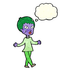 Obraz na płótnie Canvas cartoon halloween zombie woman with thought bubble