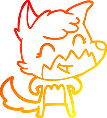 warm gradient line drawing happy cartoon fox