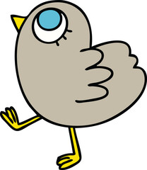 quirky hand drawn cartoon yellow bird