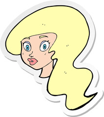 sticker of a cartoon pretty female face