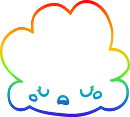 rainbow gradient line drawing cute cartoon cloud