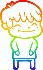 rainbow gradient line drawing cartoon happy boy