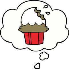 cartoon cupcake and thought bubble