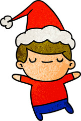 christmas textured cartoon of kawaii boy
