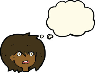 cartoon shocked expression  with thought bubble