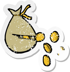 retro distressed sticker of a cartoon bag of money