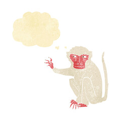 cartoon evil monkey with thought bubble