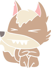 angry wolf flat color style cartoon