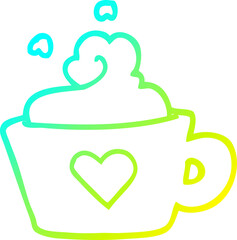 cold gradient line drawing cartoon cup of coffee