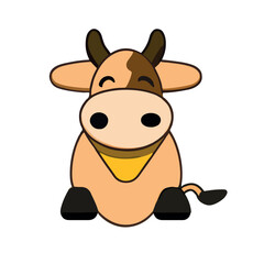 Cute Cow. Flat Minimalist logo, icon, t-shirts design. 