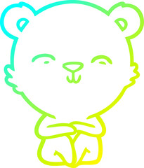 cold gradient line drawing happy cartoon bear sitting