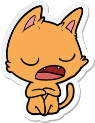 sticker of a talking cat cartoon