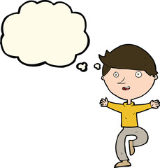 cartoon excited man with thought bubble