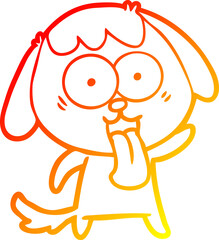 warm gradient line drawing cute cartoon dog