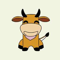 Cute Cow. Flat Minimalist logo, icon, t-shirts design. 