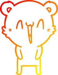 warm gradient line drawing happy bear cartoon