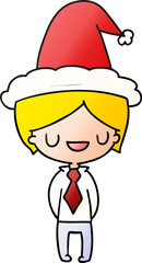 christmas gradient cartoon of kawaii boy