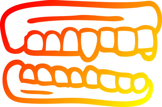 recommend clip art: warm gradient line drawing cartoon false teeth