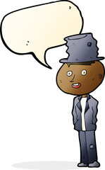 cartoon funny hobo man with speech bubble