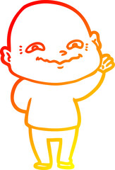 warm gradient line drawing cartoon creepy guy
