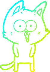 cold gradient line drawing funny cartoon cat