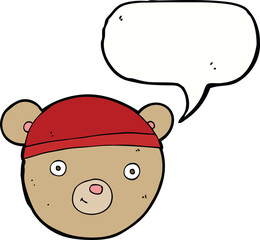 cartoon teddy bear head with speech bubble
