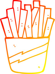 warm gradient line drawing cartoon box of fries