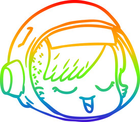 rainbow gradient line drawing cartoon astronaut face