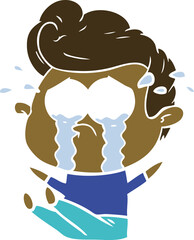flat color style cartoon crying man sat on floor