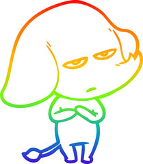 rainbow gradient line drawing annoyed cartoon elephant