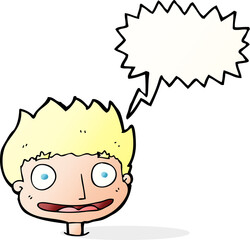 cartoon happy boy with speech bubble