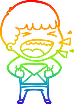 recommend clip art: rainbow gradient line drawing cartoon laughing man