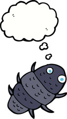 cartoon bug with thought bubble