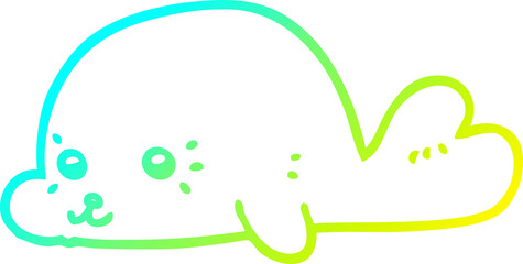 cold gradient line drawing cartoon baby seal
