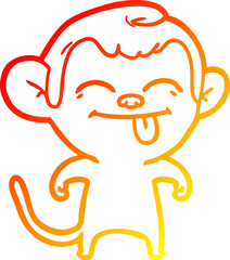 Fototapeta premium warm gradient line drawing funny cartoon monkey