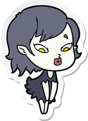 sticker of a cute cartoon vampire girl
