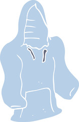 flat color illustration of a cartoon hooded top