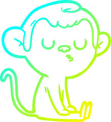 cold gradient line drawing cartoon monkey