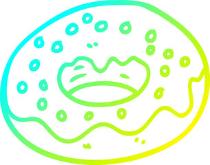 cold gradient line drawing cartoon chocolate coated donut