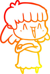warm gradient line drawing cartoon woman