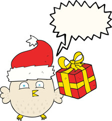 speech bubble cartoon  christmas owl